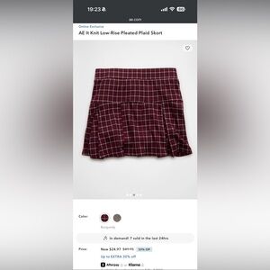 American Eagle Outfitters Burgundy Plaid A-Line Skirt